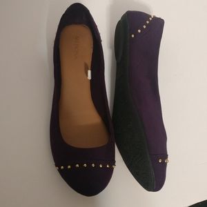 Purple and Gold Faux Leather Ballet Flats sz 8